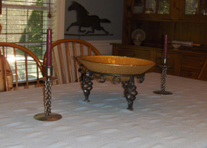 Dish stand and candlesticks
