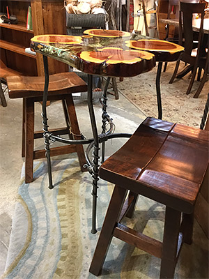 Tree table with stools
